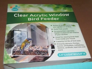 Alimento acrílico transparente para semillas de aves para mascotas Pet Trends ~ alimentador de ventana (2-PO-119) - Imagen 1 de 6