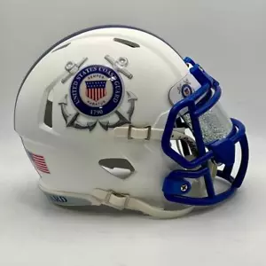 Coast Guard CUSTOM Matte White with Visor Mini Football Helmet - Picture 1 of 3