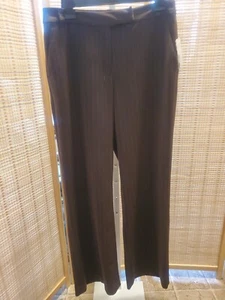 Cato Womens Pants Size 8 Brown Pinstriped Stretch Trouser Dressy Bootcut - Picture 1 of 9