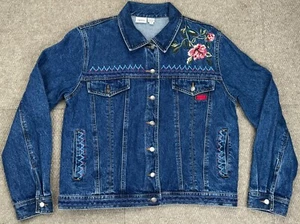 Together Women's Vintage Rare Embroidered Button Up Denim Jacket Size Large - Picture 1 of 10