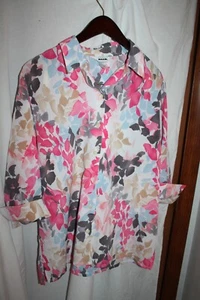 Alia pink and gray floral women's 3/4 length sleeve blouse size 16 - Picture 1 of 4