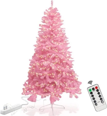 7.5ft Pink Artificial Christmas Tree 1000  240LEDs String Light w/ Remote Timmer - Image 1 of 4