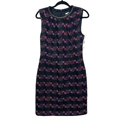 Trina Turk Womens Tweed Sheath Dress Good Night Sleeveless Lined Black Size 4 - Image 1 of 4