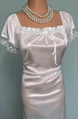 Brillante Satinado Largo Lencería Sedosa Camisón Encaje 5X Talla Queen SUAVE CELESTIALMENTE Foto 1 de 4