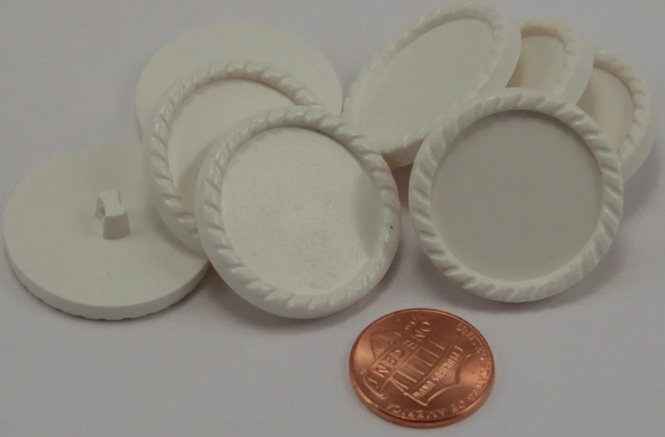 8 botones grandes de plástico blanco para recubrimiento de vástago 1 1/8" 29 mm # 6233 Foto 1 de 1