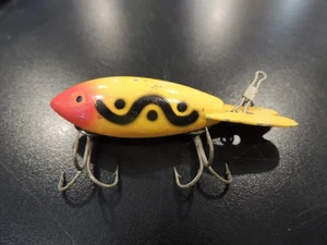Vintage Bomber Torpedo Style Rattling Rattles Fishing Lure Yellow Red Luxon - Picture 1 of 7