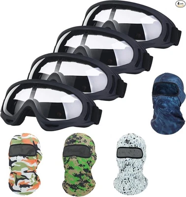 Gafas - Juego de 4 - Motocicleta ATV Motocross Táctica Marco Negro/Lente Transparente Foto 1 de 4