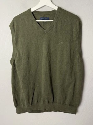 Men’s Club Room Sweater Vest, Green 100% Cotton, V-Neck, Size XL - Image 1 of 3