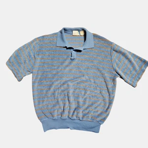 Polo vintage Kings Road Sears a righe in tessuto spugna XL retrò groovy anni 70 - Foto 1 di 9