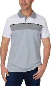 NEW Men's Calvin Klein Gray White Polo Shirt Size Large - Picture 1 of 8