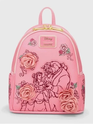 Mini Mochila Disney Loungefly A Bela e a Fera Rosas Rosa Nova com Etiquetas - Imagem 1 de 4