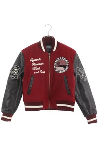 Wind And Sea XS Wool Blend Jacket Black/Red Leather Sleeve Used - Picture 1 of 3