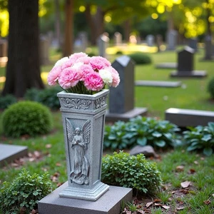 Cemetery Grave Flower Vase Convenient Easy Installation Tombstone Angel Vase - Picture 1 of 6
