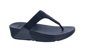 Sandalias FitFlop Lulu Con Cristales Decorativos En La Punta Todo Negro - Imagen 1 de 10