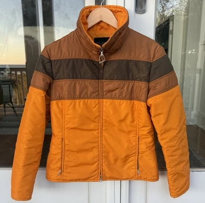 Vintage Head Ski Jacket Women’s S, Retro 70’s Color Block, Orange Brown - Image 1 of 4
