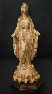 Olive Wood Virgin Mary Statue Hand Carved from Bethlehem Holy Land 13.3Inch - Picture 1 of 8
