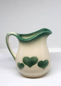 VTG Ceramic Pitcher With Green Heart Design 6" - Picture 1 of 11