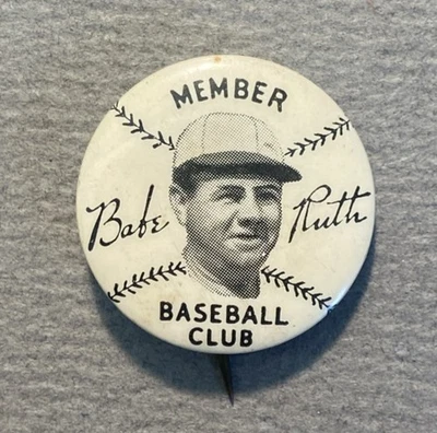 Original 1934 Quaker Oats Babe Ruth Baseball Club Pin Facsimile Autograph RARE! - Image 1 of 4