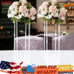 2X Transparent Acrylic Flower Stand Pedestal Party Wedding Backdrop Rack Decor - Picture 1 of 11