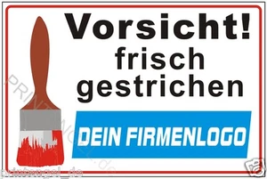 Schild Vorsicht ! frisch gestrichen mit eigenem Firmenlogo  Hinweisschild P126 - Picture 1 of 1