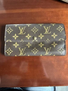 Louis Vuitton Portafoglio Lungo Pochette Porto Monet Credito Monogramma Borsa Tela - Foto 1 di 9