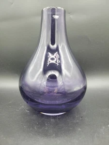 Vintage Krosno Poland hand blown purple amethyst glass bulb vase 8 1/2" Heavy - Picture 1 of 6
