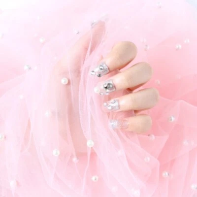 1 Meter Pearl Mesh Fabric Voile Beaded Hollow Tulle Cloth DIY Wedding Dress - Image 1 of 4