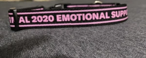 Crooked Media 2020 Emotional Support Animal Adjustable Dog Collar Black/Pink S/M - Picture 1 of 5