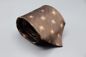 Lanvin Paris Men's Silk Tie Brown Geometric Pattern BNWT - Picture 1 of 6