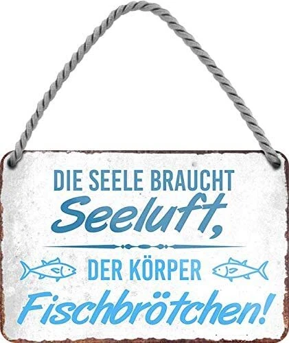 Blechschild Lustiger Spruch "Seeluft Fischbrötchen" 18x12 cm - Bild 1 von 4