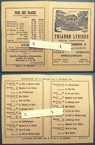 ● Théâtre TRIANON LYRIQUE 1925 programme spectacles prix des places Louis Masson - Picture 1 of 3