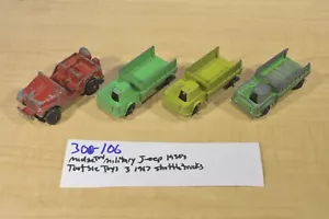 Midgetoy 1 Jeep rossa anni '50, 3 camion navetta verdi 1967 (300-106) - Foto 1 di 9