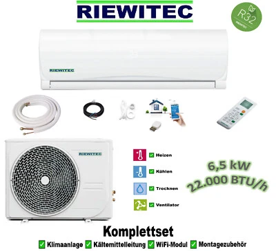 Split Klimaanlage CS-61V3G RIEWITEC 6,5 KW, 22000 btu/h, 5m K-Leitung, WiFi, A++ - Bild 1 von 4