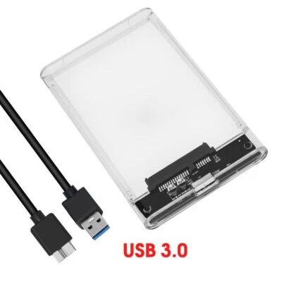 Hard Drive Enclosure 2.5 Inch USB 3.0 SATA Case External Clear Caddy HDD SSD - Image 1 of 4