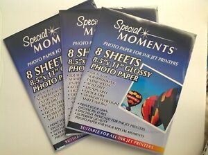 Special Moments 8.5” x 11” glossy photo paper lot 3 packs (24 total sheets) New