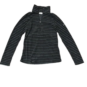 Columbia Fleece Jacket Half Zip Blue Black Striped Women’s Size S Small - Picture 1 of 4