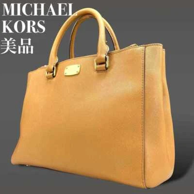 MICHAEL KORS Handbag Tote Logo PVC Leather Brown women's USED FROM JAPAN - Image 1 of 4