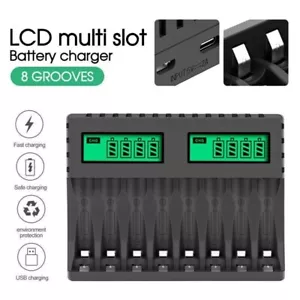 8 Slot Smart Battery Charger for AA/AAA Rechargeable Batteries LCD Display AU - Picture 1 of 6