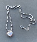 Sterling Silver 925 Heart Beads Necklace With Gift Box Birthday Gift