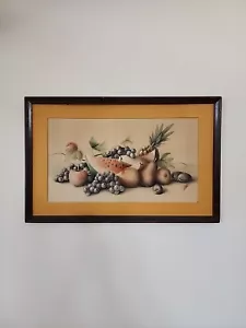 1874 unleserlich signiertes Aquarell Gemälde Ananas, Wassermelone und andere FRÜCHTE - Bild 1 von 10