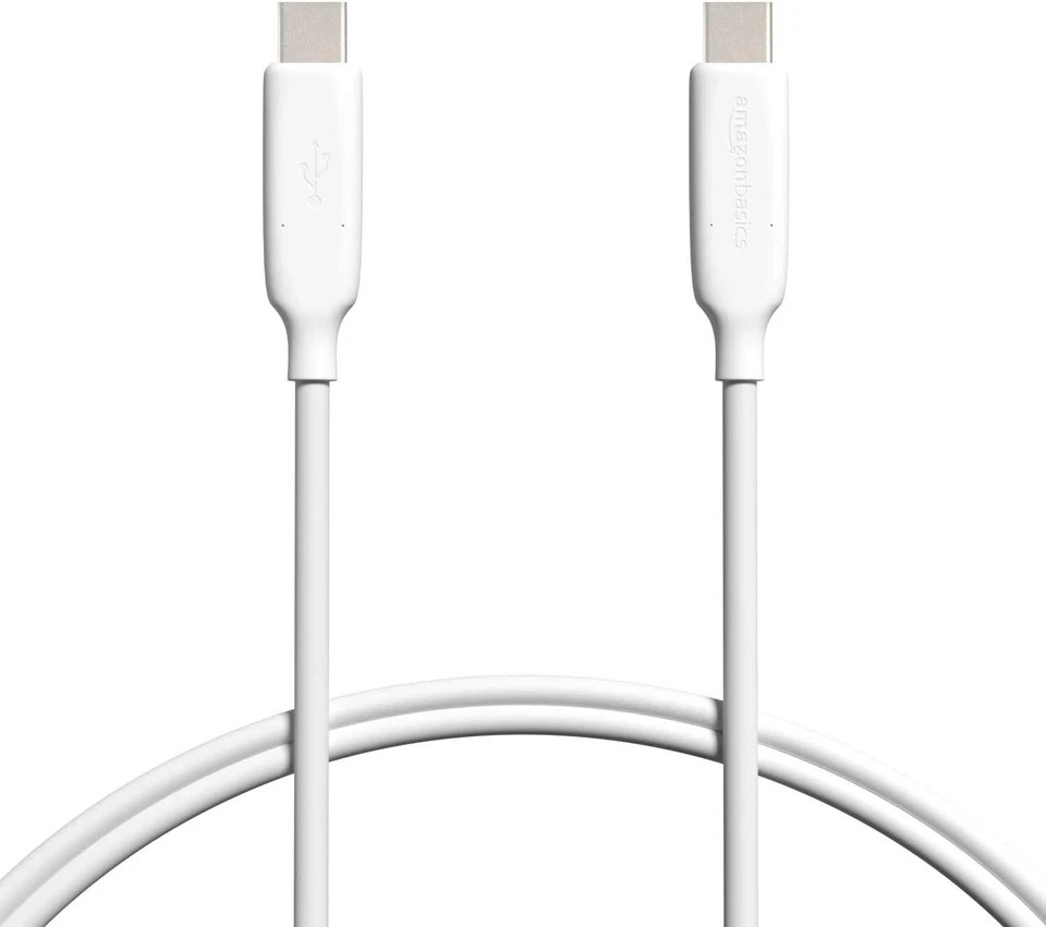 (2) Amazon Basics Fast Charging 60W USB-C3.1 Gen2 to USB-C Cable 3' White $18.78 - Image 1 of 4