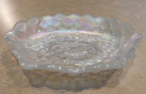 Imperial Clear Iridescent Carnival Glass - Pansy Flowers Oval Shaped Dish/Tray - Picture 1 of 5