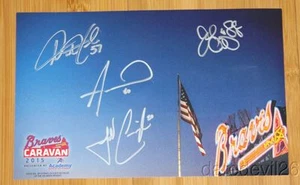 Tarjeta fotográfica de caravana 2015 firmada por los Atlanta Braves madera Hale Outman Cunningham - Imagen 1 de 1
