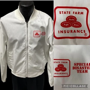 Vtg 70’s DM Apparel White STATE FARM INSURANCE Special Disaster Team Jacket USA - Picture 1 of 15