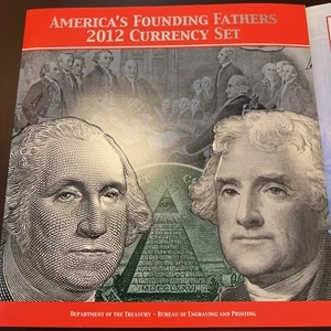 USA - America’s Founding Fathers 1 & 2 Dollars 2012 Set UNC w/ folder - Picture 1 of 4