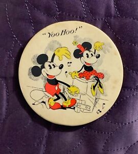 WALTER E DISNEY  MICKEY AND MINNIE MOUSE  YOO HOO BUTTON  1930  GREAT BRITAIN