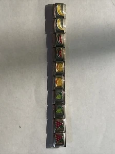 9mm Italian Charm 10 Links. Fruit Theme. Grapes Orange Watermelon Banana - Picture 1 of 2