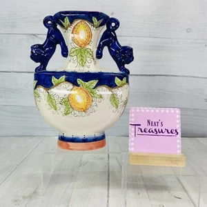 Amalfi Hand Painted Lemon Coast Italy Lion Handles Ceramic 10" Tall 8" Wide Vase - Bild 1 von 16