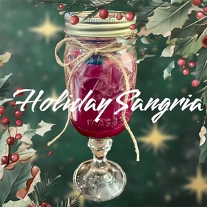 Tarro de albañil de vela de sangría navideña copa de vino 20 oz mecha de madera agrietada - Imagen 1 de 8