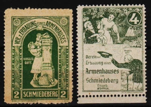 2 vintage Poster Stamps Fundraising for Poorhouse in Schmiedeberg /0501 - Bild 1 von 1